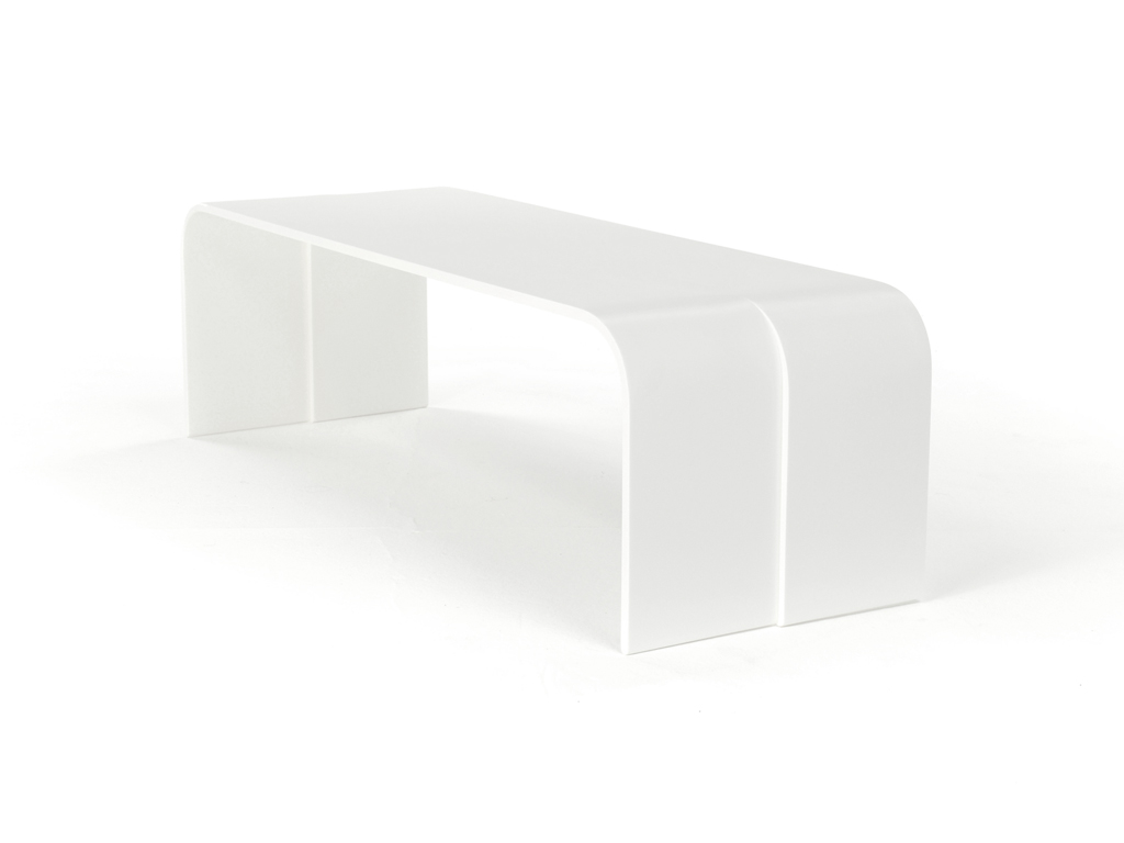 Minimalist coffee table - Corian white - M2Thin by Luca Casini Editions